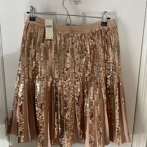 Anthropologie rose gold sequin, pleated skirt